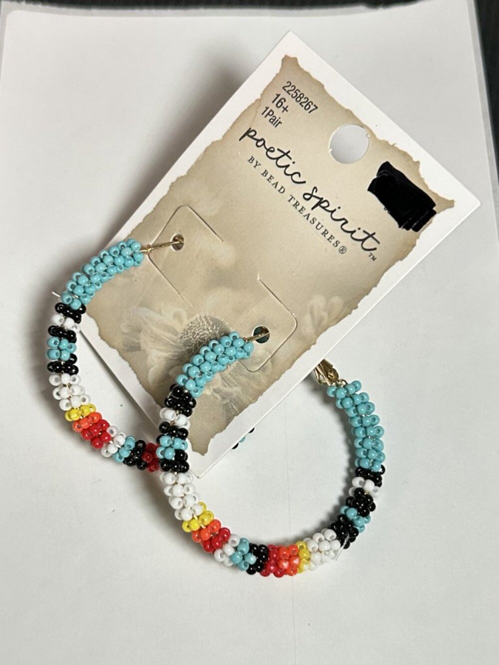 Poetic Spirit Seed Bead Hoop Earrings Southwestern Turquoise NWT